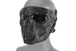 LEJUNJIE Tactical Skull Mask Maschera a Pieno facciale, Adatta per Il Gioco di Ruolo Airsoft Paintball e CS War Game Mask Net Protettiva