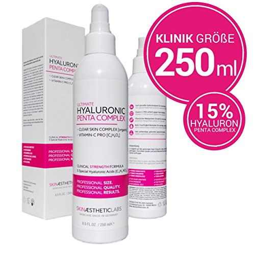250 ML Hyaluronsäure Serum Konzentrat ++KLINIK GRÖSSE++ | NEU | FÜNF Hyaluronsäuren in allergenfreier Pharmaqualität | MADE IN GERMANY | hochdosiertes Hyaluron Anti-Aging Serum Konzentrat | + Vitamin-C PRO | + Clear Skin Complex | ULTIMATE HYALURONIC PENTA COMPLEX | JAHRES-VORRAT | Anti Aging Serum Gel gegen Falten | 5 HYALURON-SAEUREN unterschiedlicher Molekulargewichte plus quervernetzter Hyaluronsäure | +++ SCHNELL zugreifen +++ - 2