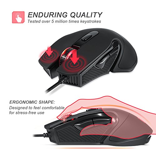 EasySMX Gaming RGB Mouse  GM-787 Rat  n para Gaming con   ptico 5000DPI  Iluminaci  n RGB  y 5 Botones Programables para Juegos Oficina  Negro 