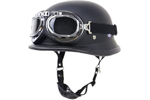 BEYSWAGE Retro Motorradhelm, DOT/ECE-Zulassung Cruiser Scooter Halbschale Jet-Helm mit Schutzbrille, Offenem Helm für Erwachsen Frauen und Herren, für Moped Biker Roller-Helm (55~64CM)
