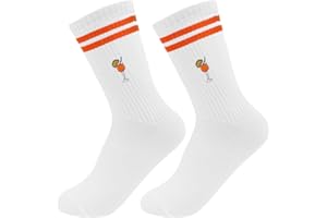 HUKUMA Bestickte Aperol Spritz Socken, Tennissocken Damen,Lustige Sportsocken,Aperol Kostüm Accessoires