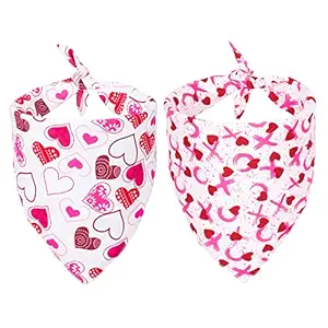 Valentine's Day Dog Bandana Triangle Bib Scarf Reversible Bandanas for Small Medium Large Dogs