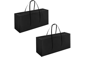 Donken 2er Aufbewahrungstasche Gartenauflagen UV-beständig, Wetterfest, Oxford Auflagentasche mit Reißverschluss für Polsterauflagen, Gartenauflagen, Weihnachtsbaume (122 x 39 x 55 cm, Schwarz)