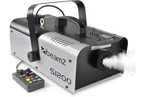 beamz S1200 DJ Smoke Machine 1200W Professional Fog Machine with Timer Remote Control, High Output 215m^3/min, 2.5L Fluid Tank, Stage Effect System for DJs and Venues, Black