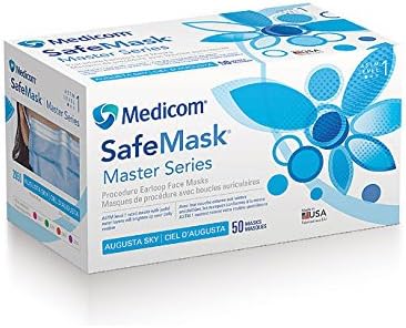 Medicom2050 SafeMask Masters Series Masks, Augusta Sky/Royal Blue (Pack of 50)