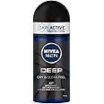 NIVEA MEN DEEP Roll-on deodorante 6 x 50ml, Deodorante uomo con formula anti-batterica con Carbone Attivo, Deodorante anti-tr