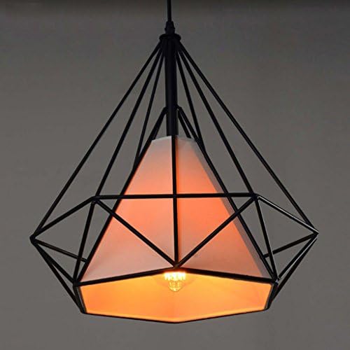Modern Minimalist Diamond-shaped Chandelier Nordic Restaurant Coffee Shop Bar Aisle Clothing Shop Fabric Industry Wind Chandelier Retro Style Single-head Iron Chandelier Diameter 38 Cm Black