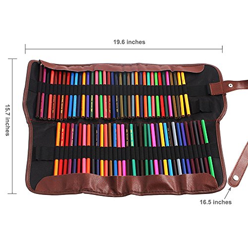 NIUTOP Canvas pencil wrap  sostenedor del l  piz 72 color l  pices caso rollo multiusos bolsa de arte de la oficina de la escuela  72- Negro 