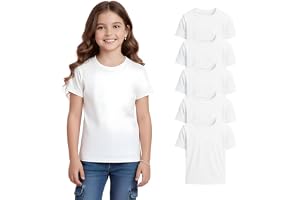 Pack of 5 Girls T-Shirts – Soft Cotton Round Neck Short Sleeve Tees for Daily Wear – Comfortable Fit for School, Daily Use, Outdoor Play, Weekend Trips, and Travel