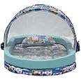 AMARDEEP Mattress with Mosquito Net with Bumper Guard 95 * 55 * 45 Cms XXL 0-2 yrs Blue Animal Print