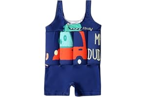 OBEEII Bébé Fille et Garçon Combinaison Flottante Protection Solaire UV Maillot de Bain Float Costume avec Flotteurs Ajustables pour Enfants