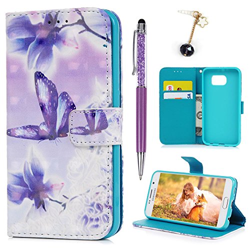 Lanveni S6 H  lle  Handyh  lle f  r Flip Case Cover PU Lederh  lle Schutzh  lle Magnetverschluss Ledertasche mit Stander Function Brieftasche Card Slo