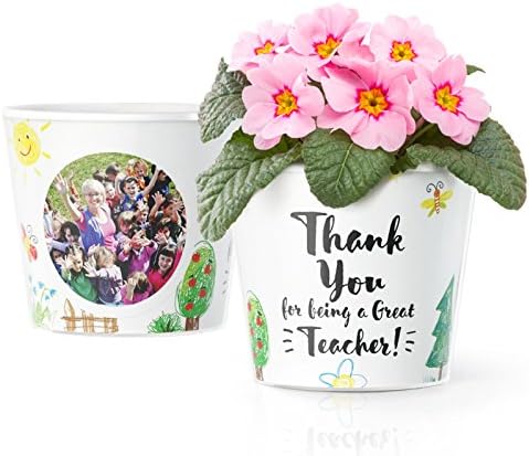 Thank You Teacher - Leaving Gifts for Nursery - Flower Pot (ø16cm) with a frame for two photos (10x15) | Thank You for helping me grow!