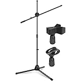 Kadence Mic Stand Heavy Duty Adjustable Dual Microphone Stand, Studio Microphone Stand (NK30 Black)