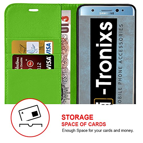 Samsung Galaxy A3 2017 hülle, Tasche, Telefonkasten ( Grün) Abdeckung für Samsung Galaxy A3 2017 Gehäuse aus robuster Kohlefaser Buchstil PU Leder Geldbörse elegante klassische Flip Cover hülle Cover + von i-Tronixs® - 3