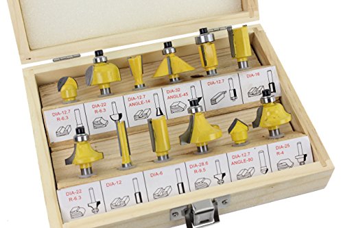 SPARES2GO Tungsten Carbide Tipped Router Bit Set (12 Pieces, 6.35mm 1/4“ Shank) by Spares2go - 2