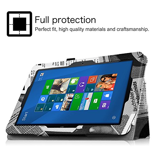 MEDION LIFETAB S10321 / Odys Notos Plus 3G Hülle Case – Fintie Slim Fit Folio Kunstleder Schutzhülle Cover Tasche mit Ständerfunktion und Stylus-Halterung für MEDION LIFETAB S10321 (MD 98687) / Odys Notos plus 3G 25,7 cm (10,1 Zoll) Tablet-PC, Zeitung - 4