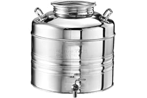 COSE DA CASA Fusto per olio da 10 litri con rubinetto giara damigiana bidone in acciaio inox 18/10 contenitore vino acqua liquidi per alimenti