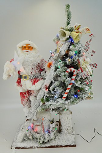 51VJgzJy7uL 40 "/ 100cm Pre Lit floqué Arbre de Noël avec Père Noël Figure Décoration Arbre