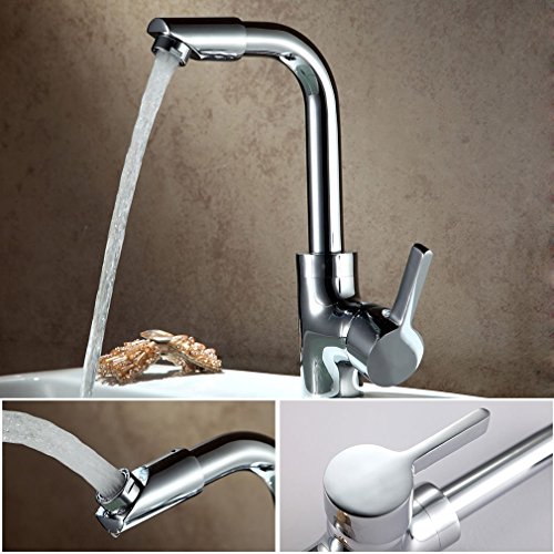 Auralum® 360° Drehbar Wasserfall Mischbatterie Armatur Chrom Wasserhahn für Küche Küchenamatur Waschbecken