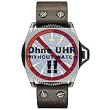 Diesel Uhrband Wechselarmband LB-DZ1718 Original Ersatzband DZ 1718 Uhrenarmband Leder 24 mm Grau
