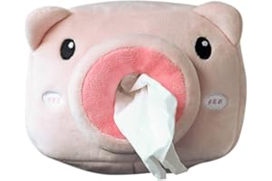 UPOSAO Taschentuchbox Auto, Süße Cartoon Schwein Plüsch Auto Taschentuchhalter Hängender Serviettenhalter Taschentuchspender Auto Tissue Box Papierhandtuchhalter für Autositz, Zuhause,Badezimmer