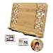 Produktbild REAMTOP Bamboo Book Ständer – Lesung Rest Halterung Kochbuch kochen Ständer/faltbar Tablet PC Textbook/Musik Dokument Ständer/Schreibtisch Lesepult mit Retro Hohl elegantem Muster