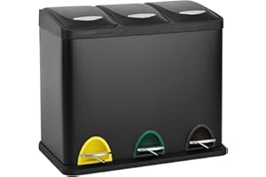 ‎SVITA SVITA TC3X8 24 L Treteimer Abfalleimer Mülleimer Pulverbeschichteter Stahl Schwarz