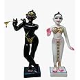 Divine Gifts Marble Dust Iskon Radha Krishna Idol, 11.50 Inches, 1 Set of 2 Piece (Black & White)