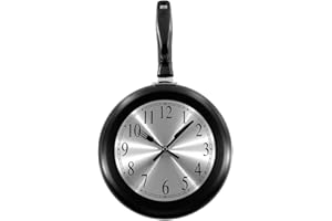 TIMELIKE Wall Clock, 10 inch Metal Frying Pan Kitchen Wall Clock Home Decor - Kitchen Themed Unique Wall Clock with a Screwdriver (Black)