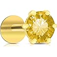 MAJI Round Diamond 14Karat Pure Yellow Gold Nose Pins Studs For Women And Girl