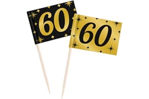 PD-Party - Cocktailstäbchen für 60. Geburtstag - Deko Geburtstag - Jubiläum Dekoration - Schwarz Gold Deko - Party Deko - 60. Geburtstag Junge & Mädchen - Geburtstags Deko - 50 Stück