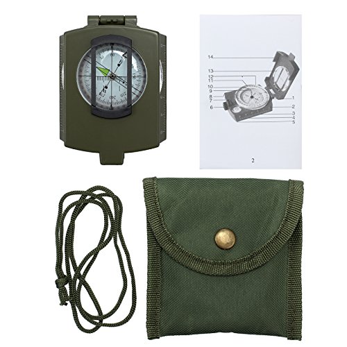 Proster Militär Marschkompass Professioneller Taschenkompass Peilkompass Kompass Compass mit Klinometer Tragschlaufe Tasche für Jagd Wandern und Aktivitäten im Freien - 7