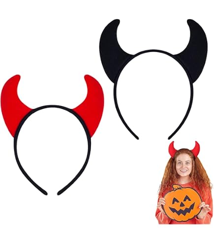 Cerchietto Corna Da Diavolo E Orecchie Da Vampiro Per Halloween E Carnevale, Accessorio Travestimento Unisex