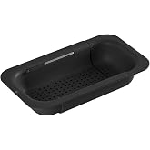 Anseom Passoire extensible pour évier de cuisine - Égouttoir à pâtes - Idéal pour laver les légumes et les fruits (noir)