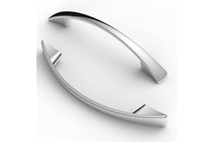 Furniware Pack of 5 Cabinet Pulls, Zinc Alloy Drawer Pulls, Hardware Modern Kitchen Cabinet Door Handles, for Kitchen and Bathroom Cabinets Cupboard, Chrome-96mm(3.8 Inch) Hole Center