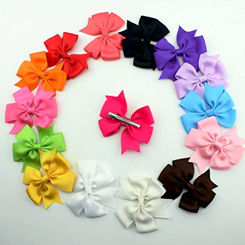 Oulii 15 Colors Hair Bows Baby Headbands Alligator Clip Grosgrain Ribbon Hair Clips