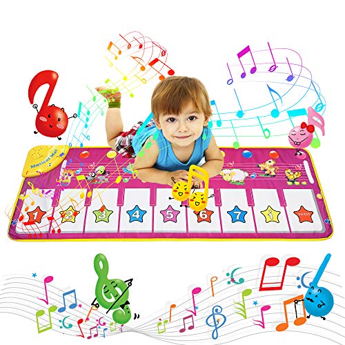 Tapis de Piano-Jouet Enfant 1-8 Ans, Jouet de Bébé éducation Précoce,Tapis musical pour bébés avec touches de piano Tapis de jeu tactile, éducatif, de danse, Anniversaire Noël enfant Cadeau