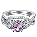 Produktbild Smile YKK Ein Paar Damenringe Partnerringe Freundschaftsringe Verlobungsring Plated 925 Sterling Silver Zirkonia Pink 9