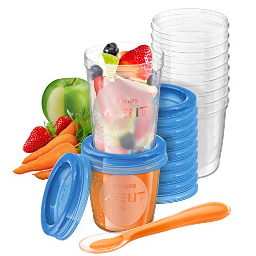 Philips Avent - Juego de recipientes para comida de bebé (20 recipientes + 1 cuchara + libro recetas)