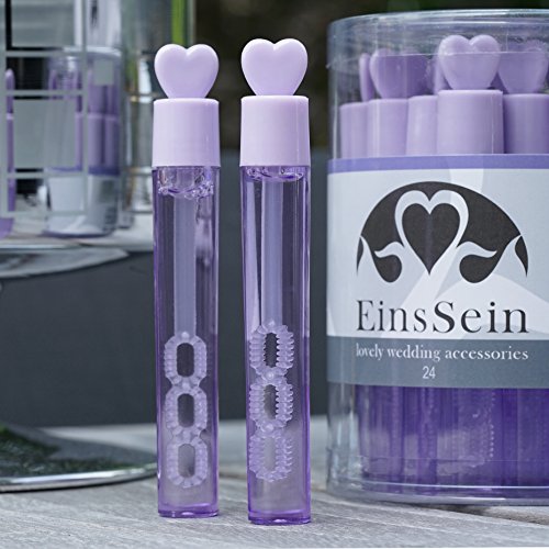 24er Set WEDDING BUBBLES Seifenblasen HOCHZEIT EinsSein® Lovegläschen flieder | Unverzichtbar für perfekte Hochzeitsfotos | Party Goldene Hochzeit Geburtstag Feier Kommunion Gastgeschenke Hochzeit - 3