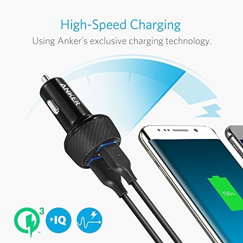 Anker PowerDrive Speed 2 39W Auto LadegerÃ¤t, 2 Port Kfz LadegerÃ¤t mit Quick Charge 3.0 und PowerIQ fÃ¼r Samsung Galaxy / Note/ S9, iPhone, iPad, HTC, LG, Smartphones, Tablets, Powerbank und mehr