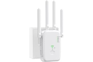 GUBBETT WiFi Extender 1200Mbps WiFi Booster Range Extender Dual Band 5GHz&2.4GHz WiFi Range Extender Support Repeater/Router/AP Mode, WAN/LAN Port, 4 * 5dBi Antennas, UK Plug