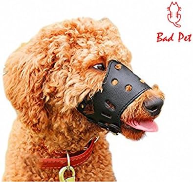 BadPet Dog Muzzle Mask for biting barking chewing Adjustable Breathable Soft Leather Allow Drink (XS, Black)