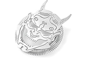 COCKTAIL7 Passoire à Cocktail Professionnelle Démon Japonais Design, Passoire de Bar sans Pattes Acier Inoxydable 304 Matériel Boisson Mixologie Cocktail Bar Strainer Accessoire Barman (SHIRO)