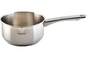 Wecook! Kastrull 14 cm, kastrull, liten, liten kastrull, induktion 1,1 l, rostfritt stål, stapelbar, för små portioner, singe