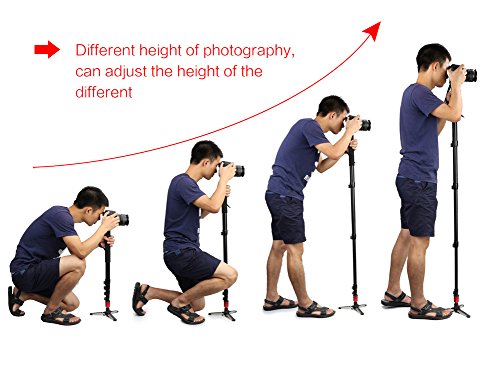 Koolertron Professionnel Cam  ra Manfrotto Monopode en Aluminium avec Trois Pieds de Support Stand Pliant et Sac de Transport 4 Sections Hauteur maximum 190cm pour Appareil Photo Tout Canon Sony Nikon  74 8 pouces 