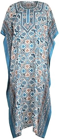 Mia Creations Floral Print Long Kaftan Plus Size Maxi Dress (Teal)
