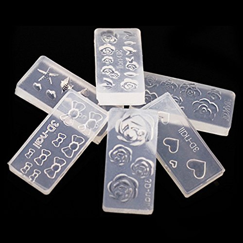 Bluelans® 6X 3D Nail Art Nägel Mold Form Schablonen Modul Acryl Deko DIY - 3