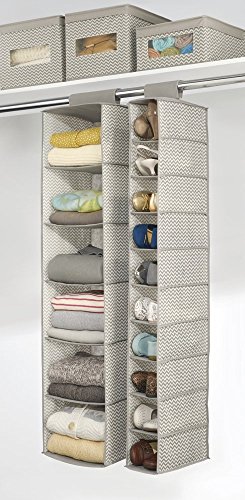 mDesign hängender Stoffschrank – der ideale Hängeschrank aus Stoff – perfekt als Hängeregal für den Flur – die Hängeaufbewahrung für diverse Einsatzgebiete – 6 Fächer – Farbe: taupe/natur - 3